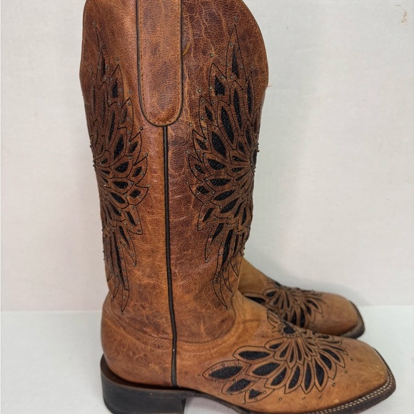 Cavender's Brown Leather Glitter Angel Wings Western Boots Size 8B. - Picture 6 of 12